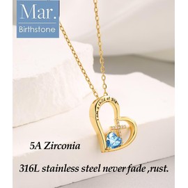 BAOWING Birthstone Cross Necklace for Little Girls Baptism First Communion Gifts Easter Birthday Christmas Gifts Kids Girls Jewelry for Goddaughter Godchild Teens Women 14K Gold Plated March