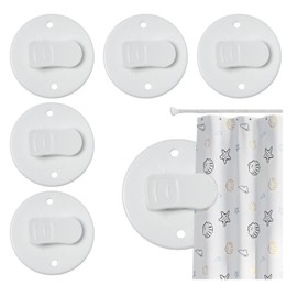 6 Pack Shower Curtain Clips, Self Adhesive White Shower Splash Guard Clips, Windproof Showers Curtains Weights, Curtain Holder for The Wall Weight Clip