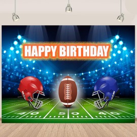 Football Birthday Backdrop Football Happy Birthday Photography Backdrop Blue Light Helmet Football Birthday Background Sports Themed Decorations Banner Boys Birthday Party Photo Booth Props 8x6Ft