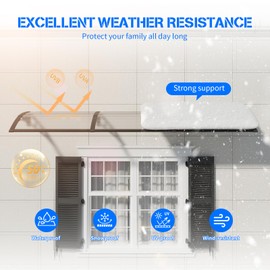 Awning for Door Entrance,32x40 in Window Awnings for Doors Canopy Polycarbonate Cover Patio Door Awning UV Rain Snow Sunlight Protection Hollow Shee