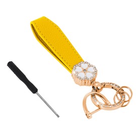 Tonecraft Cherry Blossom Keychain Simple Orthodox Bag Charm, Popular, Stylish, Cute, Sparkle, Gold, yellow