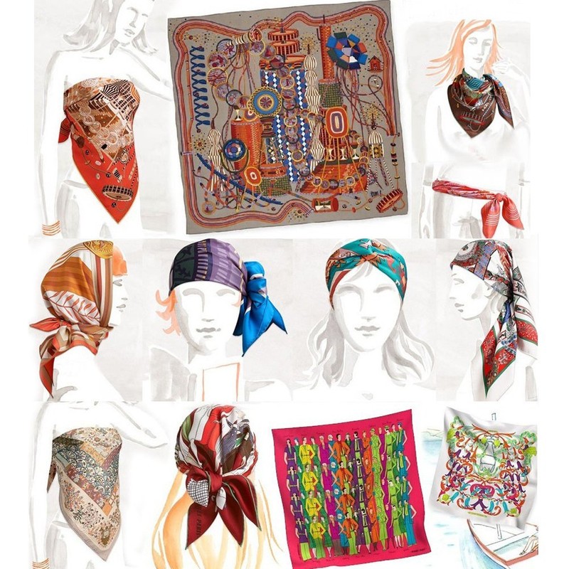Neck Square Scarf Cool Silk Feel Red White Blue Bandana