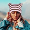 YAMEIZE Cat Ear Striped Knitted Hat - for Men and