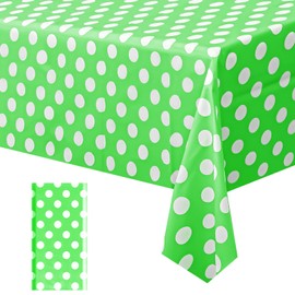 1 Piece Lime Green Polka Dot Rectangle Tablecloth - 54x72“ Decorative & Stain Resistant Table Cloth with Polka Dot Pattern, Table Cover for Dining Table, Buffet, Wedding, Camping, Party & Wedding