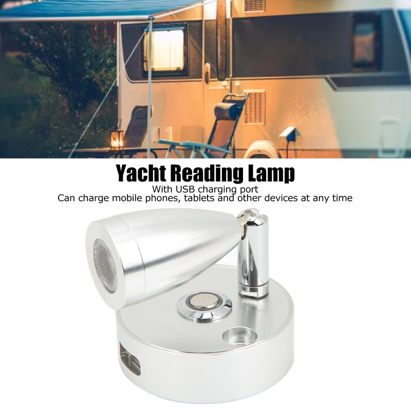 RV Reading Light 3500K 3‑Color Aluminium Alloy Adjustable Angle 12V‑24V