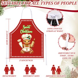 Jecery 2 Pcs Gingerbread Man Christmas Aprons for Women Man Kitchen Cute Washable Merry Christmas Cooking Apron for Adult Costume Accessories Xmas Holiday Baking Decorations Gift