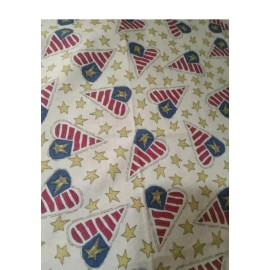 Unbranded "Patriotic" Americana  w/Hearts Cotton Fabric - Fat Quarter 18"x21"  T59