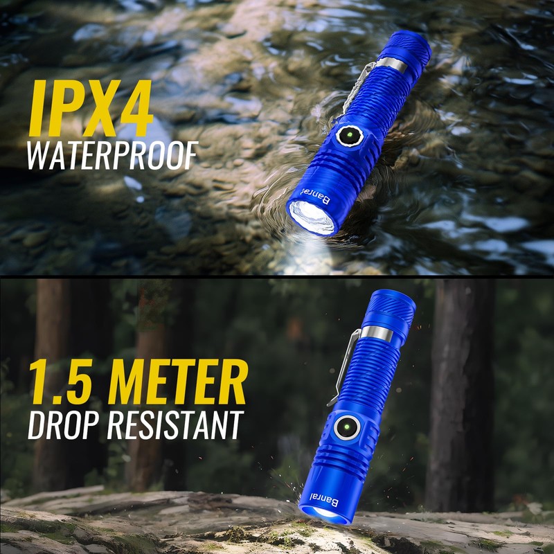 Banral Rechargeable Tactical Flashlights, High Lumens Small Mini USB-C LED