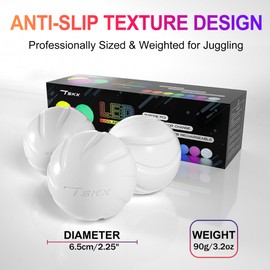 TSKX LED Juggling Balls Light up Juggling Balls Glow Balls Juggling in The Dark USB Rechargeable Juggling Balls for Biginners and Professionals 3 Packs 90g 3.2oz