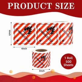 Affrolling 500 Pcs Hazard Class 4 Flammable Solid Labels - 4 x 4 Inches Adhesive Flammable Solid Labels for Shipping Transportation Storage