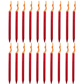 ZONADAH 20Pcs in Set Camping Tent Stakes Set 7" (18cm) Long Ultralight and Heavy Duty 7001 Aluminum Alloy - 3 Guy Points - Red with Storage Bag