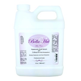 Bellahut 100% Pure Hyaluronic Acid Face Serum w/Collaxyl & Acetyl Hexapeptide-3 Builds collagen, fights wrinkles and helps to reduce scars | (1 OZ, 4 OZ, 16 OZ, 32 OZ & 128 OZ) | MADE IN USA (4 OZ)