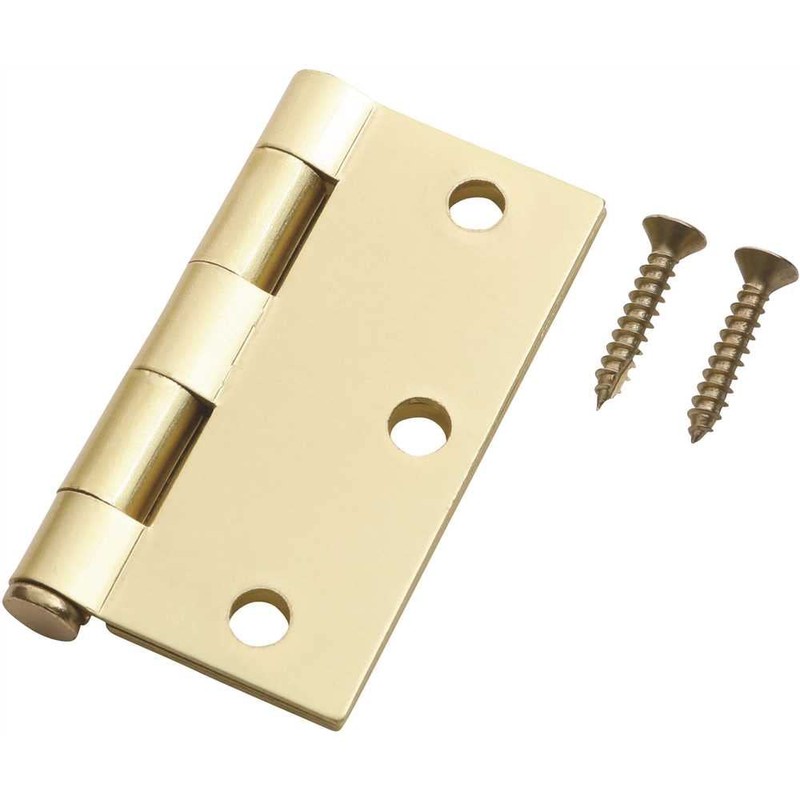 Everbilt 3 in. Satin Brass Square Corner Door Hinge