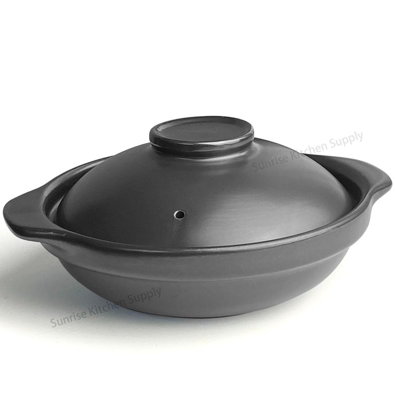 Sunrise Kitchen Supply Black Casserole Clay Pot (28, Ounces)