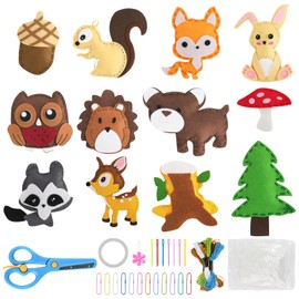 Rosedreamer Nähset Kinder, Animals Sewing Kit, Filz Waldtiere Bastelset, Tierformen Kuscheltiere, Pädagogisches Nähset für Anfänger, DIY Set Kinder, für ab 6 Jahren