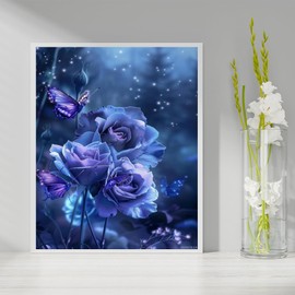 SVINOILER Blue Rose Paint by Numbers Kit for Adults, Paint by Number on Canvas, Abstract Art Digital Oil Painting Kits Suitable for Home Wall Decoration Gift 20"x16"