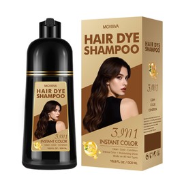 Mgviiiva Black Hair Dye Shampoo 3 in 1, Instant Hair Color for Men & Women Gray Hair Coverage, Long-lasting Color Shampoo Hair Dye Effect in Minutes, Champu Con Tinte Para Canas, 16.9 Fl Oz (Black)