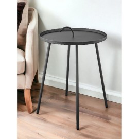 Homeroots 25" Gray Stainless Steel Round End Table