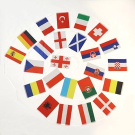 AZ FLAG - European Championship 2024 14m Garland with 24 flags of European Championship 2024 40x30cm Small Flags 100% Polyester