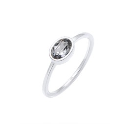 Elli Women's Ring Classic Simple with Crystal 925 Sterling Silver, Sterling silver, Glass