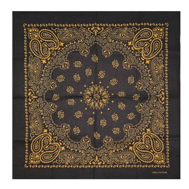 kakatrend Bandana, Paisley, Triangular Width, Adult, 100% Cotton, Fashionable, Handkerchief, Cotton, Unisex, Large Size, Men's 21.7 x 21.7 inches (55 x 55 cm), black / yellow
