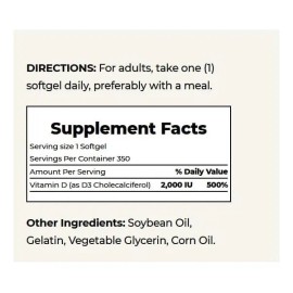 Vitamina D3 2,000 Iu Nature's Bounty 350 Unidades