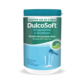 DulcoSoft Irregolarità e Gonfiore, Lassativo Delicato con Macrogol e Simeticone, Senza Glutine Senza Zucchero Senza Lattosio - Rimedi Stitichezza Adulti e Bambini, per Stipsi e Pancia Gonfia (200g)