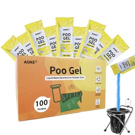 AOKE Portable Toilet Powder, 100 Pack Poo Gel for Camping Eco Absorbent Gel Liquid Waste Gelling and Deodorizing Powder, Emergency Toilet Waste Treatment for Outdoor Camping Hiking