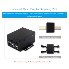 Metal Case for Raspberry Pi 5, Support Add Pi 5 Active Cooler & Pi5 POE HAT & PCIe to M.2 HAT+ & PCIe to M.2 Board Most Hats/Modules and Accessories for Pi 5