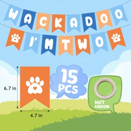 Blue Dog 2nd Birthday Decorations Banner, Blue Themed Second Birthday Party Decoration Supplies Banner For Boys/Girls