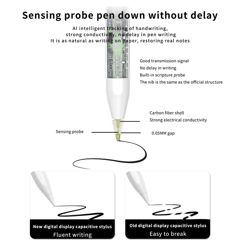 Tablet Stylus Pencil Digital Power Display Tilt Pressure Sensing Full