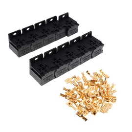 10 PCS Relay Base Holders, 12V/24V 30-80A 5 Pin Sockets with 50 Terminals 6.3mm/0.24In Kits, Automobile Universal Replacement Accessories, for Most Cars, Trucks and Vans