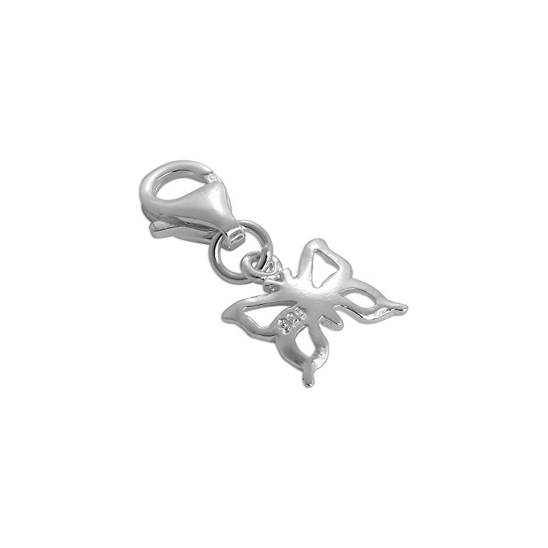 jewellerybox Sterling Silver Butterfly Outline Clip on Charm