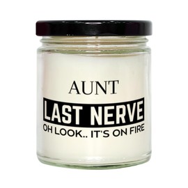 Aunt Candle Gifts, Aunt's Last Nerve Candle Funny Aunt Birthday Christmas Graduation Gifts for Aunt for Men Women Soy Candle, Vanilla Scented Sarcasm Present for Aunt