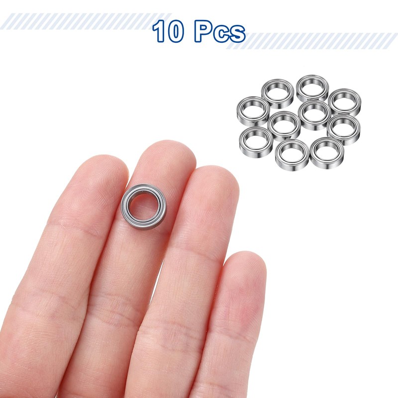 sourcing map 8Pcs MR117ZZ Small Bearing, 7mm ID 11mm OD