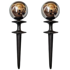 Lulu Decor, Garden Silver Gazing Ball Hose Guide, Set of 2. Strong and Decorative Hose Guide that Protects Your Plants While Providing Elegance to Your Garden