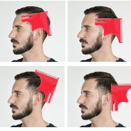 VERALY.MX | Kit 4 Peines Plantillas Diseño Forma para Barba Bigote Barberia Hombres Guía para Moldear la Línea Peinado de Barbero