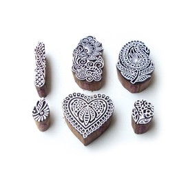Royal Kraft Heart and Paisley Pattern Wood Block Print Stamps (Set of 6)