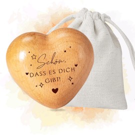 Sugeru Worry Stone Lucky Charm - Wooden Heart with Engraving | Courage Gift, Guardian Angel, Get Well Soon Gifts, Motivational Gifts, Decoration, for Family Friends Exam Children (Beautiful)