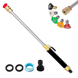 Jet Nozzle for Garden Hose Power Washer Wand Hydro Jet High Pressure Washer Tools with 5 Different Nozzles and Hose Quick Connectors, 2-in-1 Hydro Jet Nozzle for Car Washing, and Versatile Cleaning