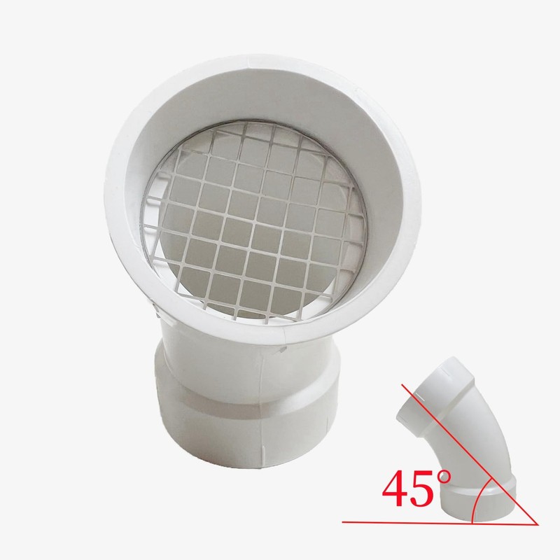 PVC termination vent with stainless steel screen,45 Degrees,1pcs,For 2“ DWV