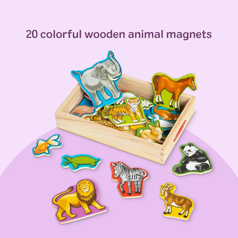 Melissa & Doug Wooden Animal Magnets Set (20 Pieces) –