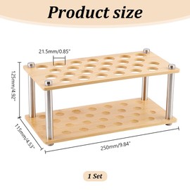 AHANDMAKER Test Tube Rack, 26 Holes Lab Test Tube Holder for 21.5mm Diameter Test Tubes, Lab Test Tube Rack for Scientific Experiments, Wood Spice Rack Organizer