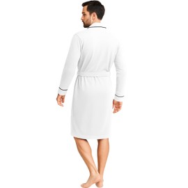NY Threads Men's Robe Cotton Blend Knit Bathrobe, Large, White