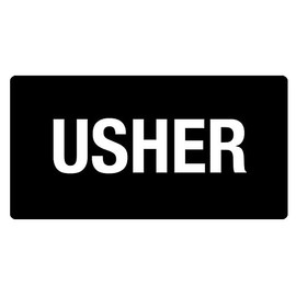 Church Usher Black Magnetic Name Badges, Easy to Read Pack of 2