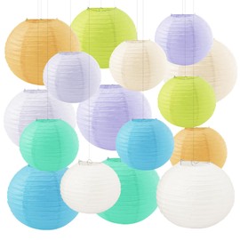 16PCS Colorful Hanging Paper Lanterns,Pastel Paper Lanterns Decorative,Colorful Party-Decorations Paper Lanterns for Party, Baby Shower Wedding Birthday, Home Decorations