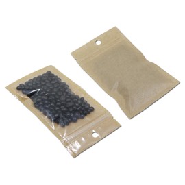 100Pcs Clear Brown Kraft Paper Plastic for Zip Reclosable Bag Lock Flat Heat Sealable Smell Proof Packaging Bags Zipper Lock Coffee Plastic Bags (9x15cm (3.5x5.9 inch))