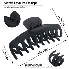 OWIIZI Hair Clip, 4.3" Matte Large Non-Slip Ponytail Jaw Barrette Strong Hold Banana Claw Clips for Women Long Thick Hair
