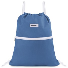 WANDF Drawstring Backpack String Bag Sackpack Cinch Water Resistant Nylon for Gym Shopping Sport Yoga (Dark Blue)