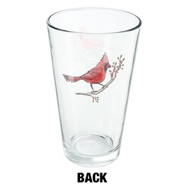 LOGOVISION Northern Cardinal Watercolor Northeastern Bird 16 oz Pint Glass, Tempered Glass, Printed Design & A Perfect Fan Gift | Great for Cold Beverages, Soda, Water